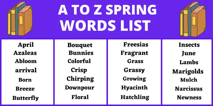 A to Z spring words