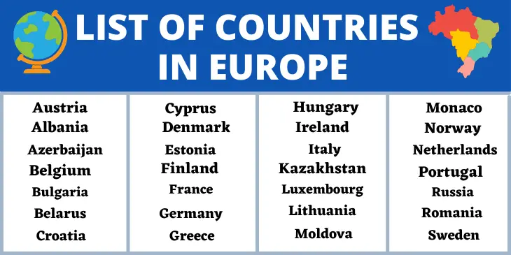 List of Europe Countries