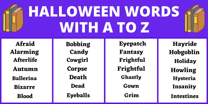 A To Z Halloween Words