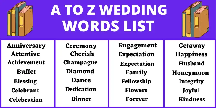 Wedding words that start with a to z
