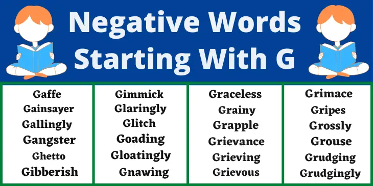 List Of Negative Words That Start With G Mean Words Word Schools