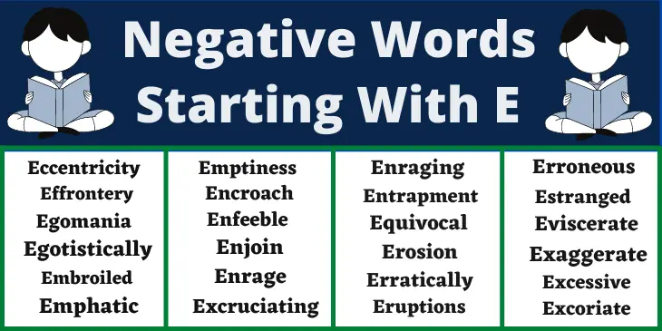 negative words that start with alphabet e
