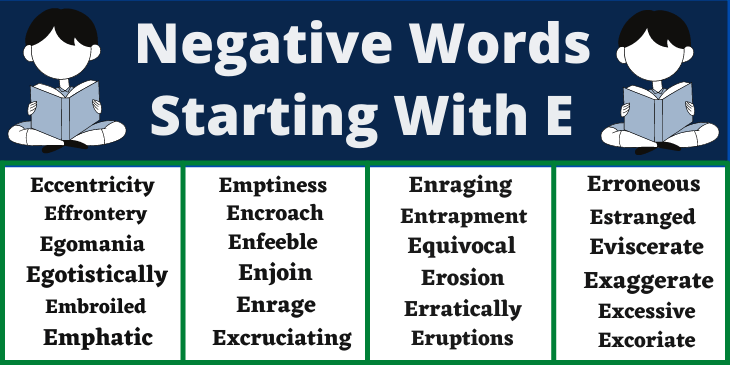 List Of Negative Words That Start With E Negative Words Word Schools