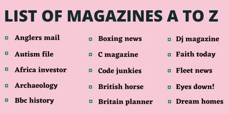 Magazines That Start With A To Z