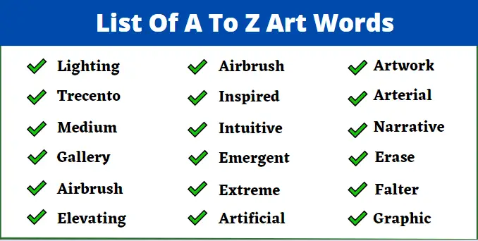 List Of A To Z Art Words