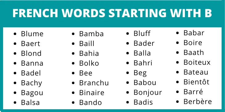 French Words That Begin With B