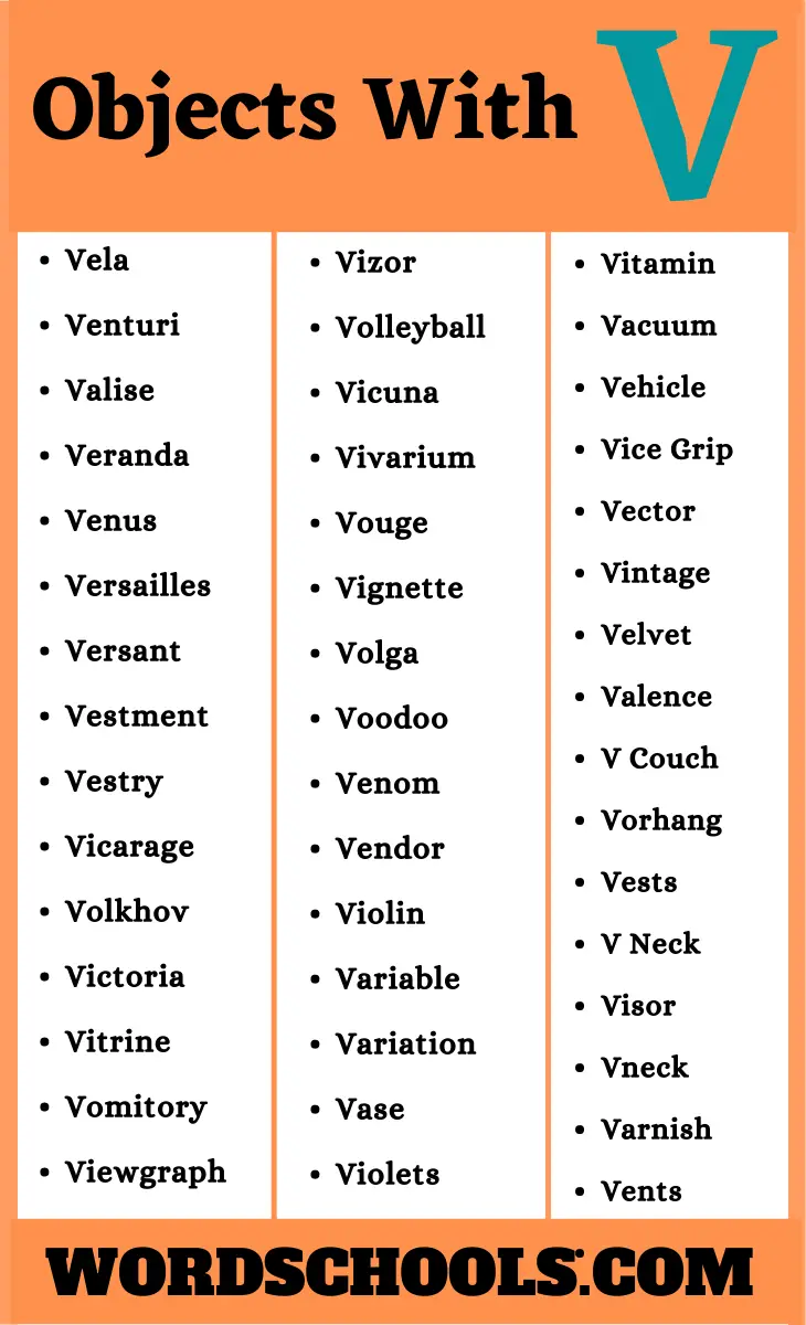 Objects That Start With V - Objects With V - Word schools