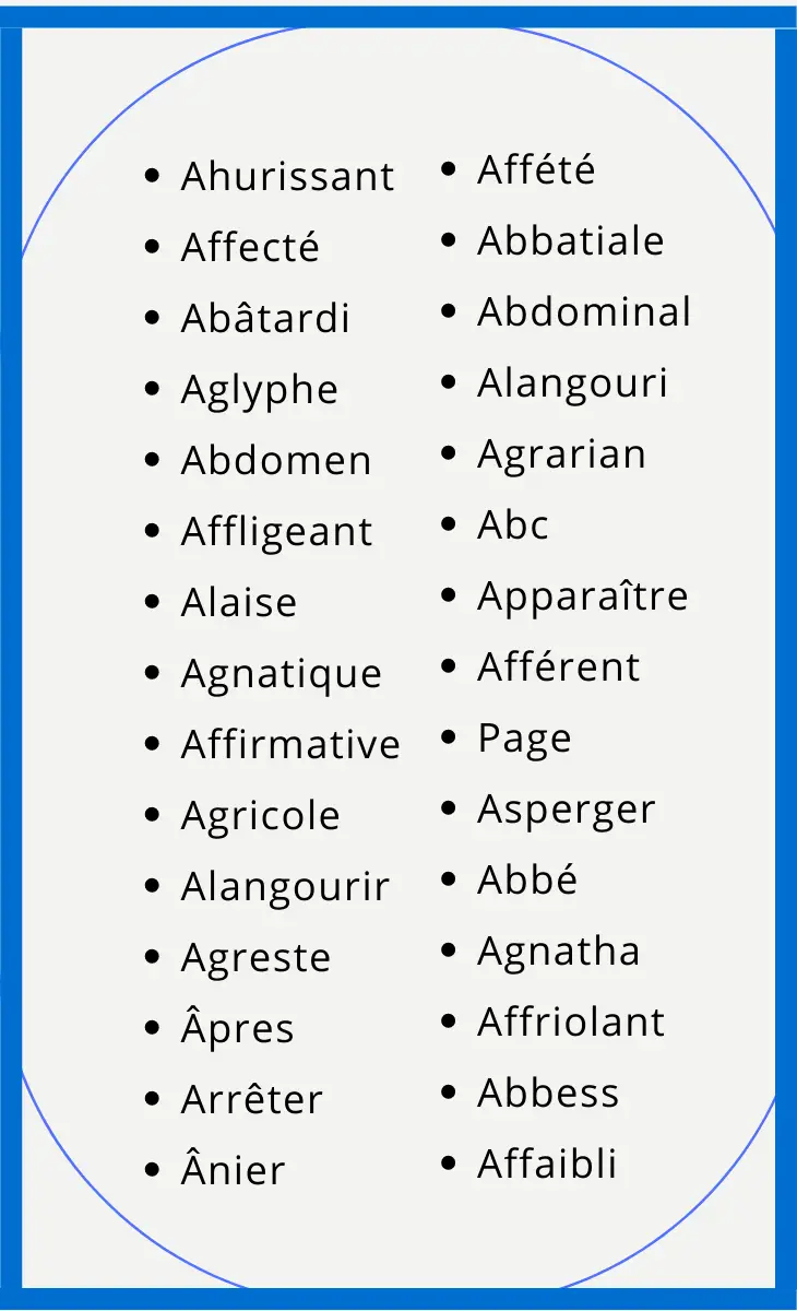 French Words That Begin With A Info Image 