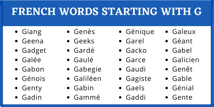 French Words That Start With G